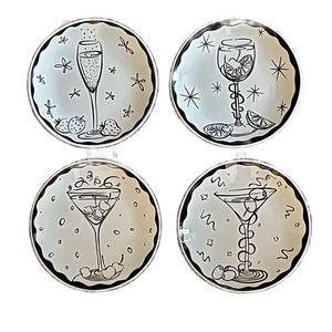 Set of 4 vintage Hors D’oeuvres Plates Hand Painted Porcelain in box